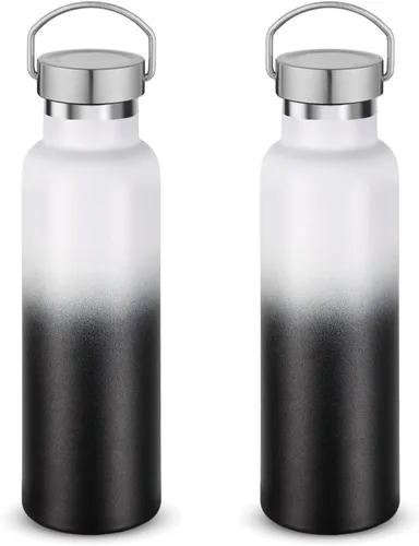 Miniatura 13 de Neihepal Paquete de 4 botellas de agua aisladas de 20 onzas, botella deportiva de doble pared de acero inoxidable con tapa de asa, termo Bubble gum