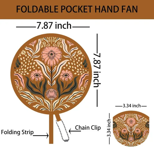 Miniatura 16 de 4 abanicos de mano plegables de pintura floral rosa, ventiladores compactos para mujeres, ventilador de mano plegable para conciertos, viajes