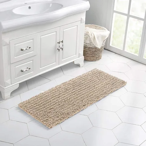 Miniatura 296 de Walensee Alfombra de baño antideslizante (24x17 pulgadas, rosa polvoriento) absorbente de agua, súper suave, lanuda de felpilla, lavable a máquina