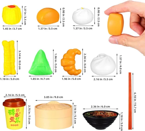 Miniatura 5 de Toyvian Play Food 26pcs Juego de juguete de simulación Bollos de vapor Juguete chino desayuno para niños Juego de cocina Plato de cocina Plato