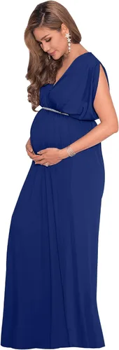 Miniatura 3 de KOH KOH Vestido largo de maternidad de verano con cuello en V y manga larga para mujer