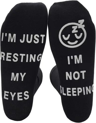 Leotruny I'm Not Sleeping I'm Just Resting My Eyes - Calcetines divertidos novedosos regalos de cumpleaños para hombres, mujeres, papá, novio