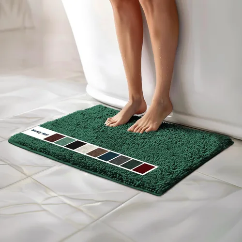 Miniatura 40 de Muddy Mat Alfombras de Baño de Chenilla de Microfibra de Secado Rápido Antideslizantes Lavables, Extra Gruesas, Suaves y Altamente Absorbentes Gris