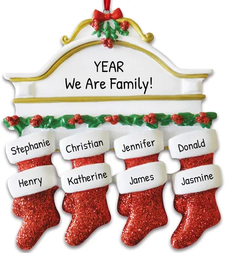 Miniatura 13 de Adornos de Navidad familiares personalizados – Medias de Navidad personalizadas con nombres, regalos para parejas, adornos 2024, nuestra primera