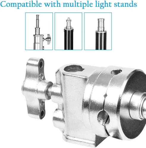 Miniatura 2 de Selens Adaptador de soporte de luz giratorio de 2.5 pulgadas, versátil accesorio de montaje de abrazadera de cabeza resistente con soportes de 4, 8