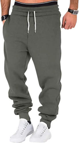 Pantalones deportivos holgados con cordón para hombre, color sólido, pantalones deportivos de entrenamiento