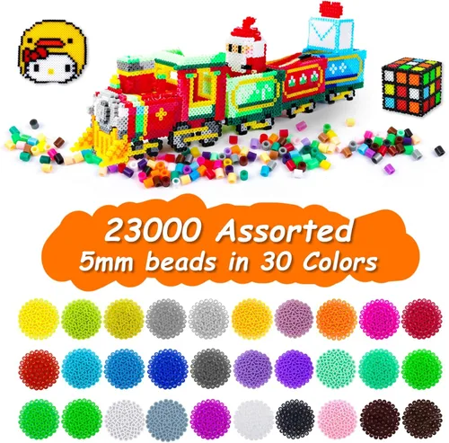 Miniatura 3 de 23,000 piezas Kit de Cuentas Fusibles para Manualidades Infantiles, Juego de 30 Colores con 3 Tableros de Conexión, 5 Papeles de Planchado, 10