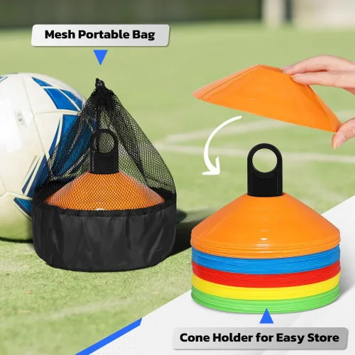 Miniatura 7 de GHB Conos de fútbol 25/50/100 paquete Discos de fútbol deportivos Conos de entrenamiento Marcadores de campo Conos de agilidad para tráfico, 50PCS