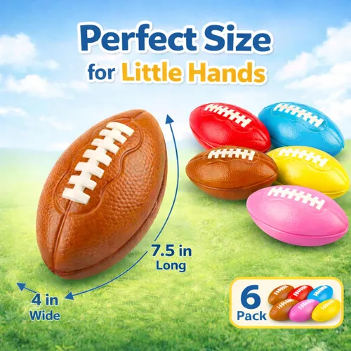 Miniatura 2 de Liberty Imports Paquete de 6: pelotas de fútbol de espuma de 7.5 pulgadas, fácil agarre suave para niños, entrenamiento de práctica, juego de patio