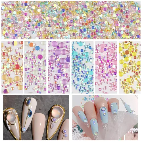 Miniatura 16 de FULZTEY Kit de diamantes de imitación de resina para deslumbrar 24 colores, gemas de uñas de parte trasera plana de 0.118 pulgadas (0.118 in), gema