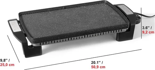 Miniatura 2 de Starfrit The Rock Electric - Parrilla y plancha reversible Rock.Tec antiadherente, control de temperatura variable, asas de tacto frío, 1500 W