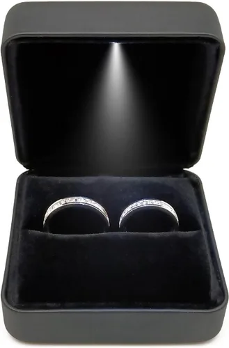 Exposición de joyería brillante del anillo de la caja de regalo de la joyería del LED del metal del tamaño grande - conveniente para un par de