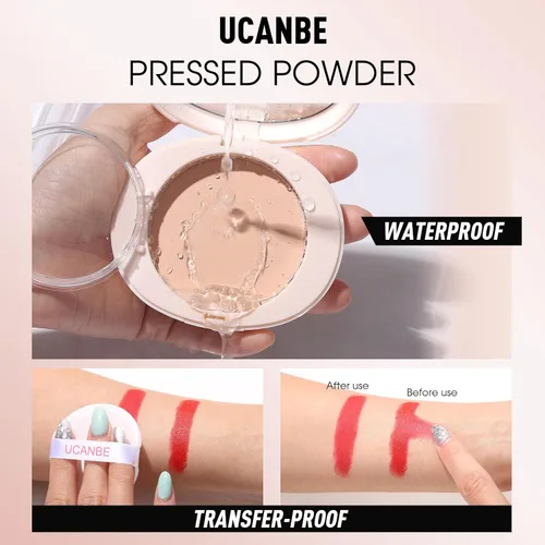 Miniatura 5 de UCANBE Polvo facial prensado 2 en 1 y maquillaje de base, polvo de ajuste impecable con control de aceite mate, maquillaje coreano, polvo de acabado