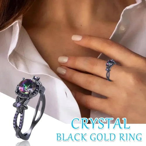 Miniatura 2 de Anillo de moda con diamantes morados exquisito anillo de circonita de color negro joyería exquisita regalo de Halloween Navidad cumpleaños