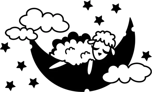 Miniatura 2 de Calcomanía de pared personalizada de cordero dormido en la luna para niños, cielo nocturno con dibujo de ovejas, calcomanías con nombre de pared