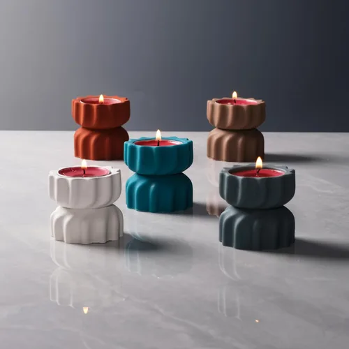 Miniatura 7 de Juego de 2 portavelas de grano en espiral; portavelas votivas de té de cemento con un giro; pequeño soporte decorativo de té de cemento