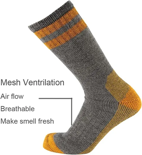 Miniatura 4 de Cerebro Calcetines de lana merino para hombre, calcetines acolchados a media pantorrilla que absorben la humedad, calcetines de senderismo
