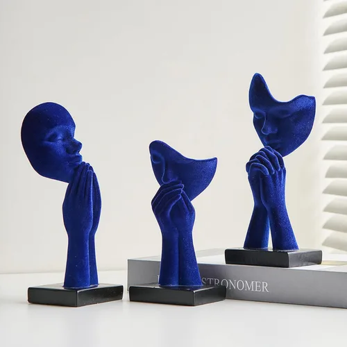 Miniatura 11 de 3 piezas de estatuas de oración de decoración negra, figuras modernas de oración de paz, detalles de decoración de estantes, escultura de arte