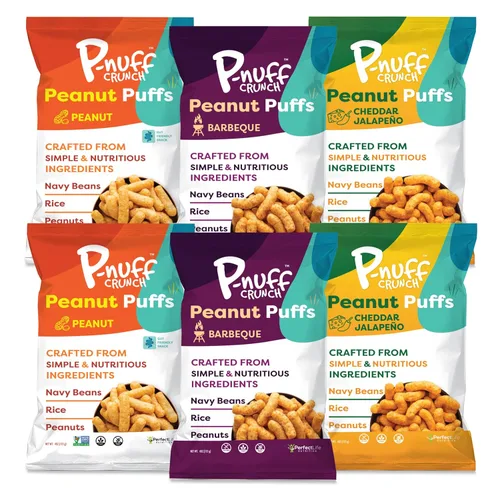 Miniatura 26 de Pnuff Crunch Puffs de Mantequilla de Maní - Bocadillos saludables, aperitivos bajos en calorías, aperitivos sin gluten, veganos, ricos en proteínas