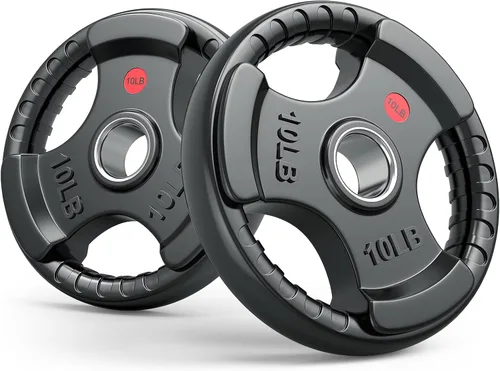 Miniatura 9 de GIKPAL Discos de peso de goma de agarre olímpico de 2 pulgadas para entrenamiento de fuerza, levantamiento de pesas en el hogar y el gimnasio, juego