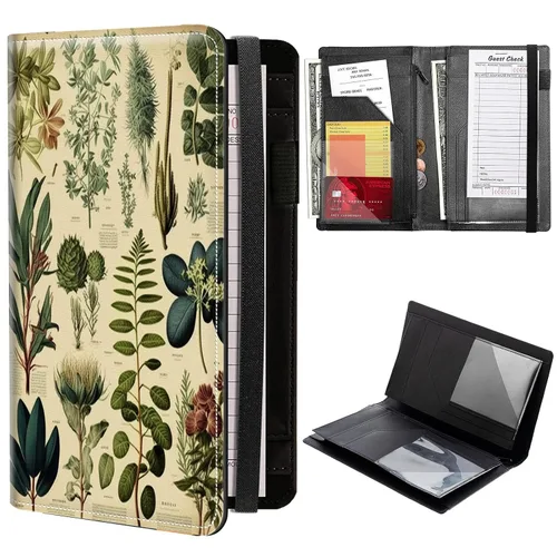 Miniatura 23 de Libros de servidor de girasol de mariposa dorada para camarera, cartera de cuero sintético con cierre de vendaje elástico, organizador con bolsillo