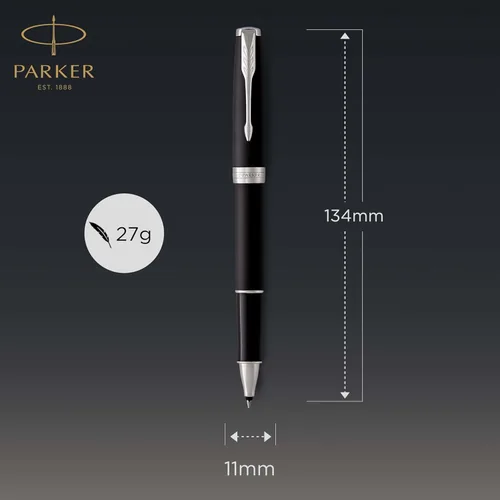 Miniatura 2 de PARKER Sonnet 1931523 - Bolígrafo de punta fina, laca negra mate con borde de paladio, tinta negra de punta fina (1931523), negro mate y cromo