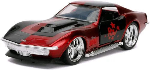 Miniatura 2 de Jada Toys DC Comics 1:32 Harley Quinn 1969 Chevy Corvette Stingray - Coche fundido a presión, juguetes para niños y adultos