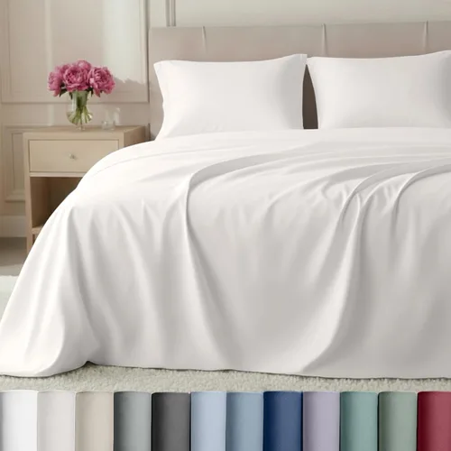 Miniatura 31 de California Design Den Juego de sábanas King de bolsillo profundo, sábanas de lujo de 800 hilos, juego de ropa de cama de satén 100% algodón