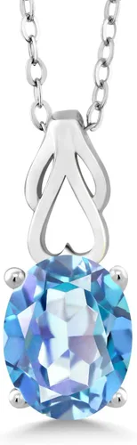 Miniatura 149 de Gem Stone King Collar de plata de ley 925 con piedra natal ovalada de 0.354 x 0.276 in Collar con colgante solitario para mujer Con cadena