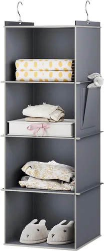 Miniatura 17 de YOUDENOVA Organizador colgante de armario, estantes de almacenamiento colgantes de 3 repisas, beige