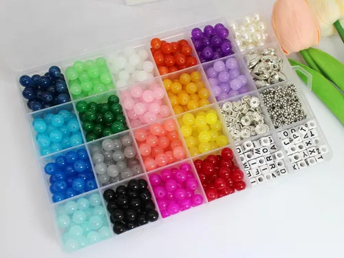 Miniatura 3 de 1000 cuentas de cristal de 0.315 pulgadas para hacer joyas, pulseras y suministros de cuentas, cuentas de jade imitativas, cuentas espaciadoras