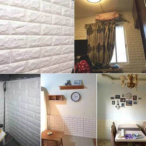 Miniatura 4 de Paneles de pared de espuma 3D, 5 azulejos que cubren 28.7 pies cuadrados, papel tapiz grueso de ladrillo para despegar y pegar para decoración