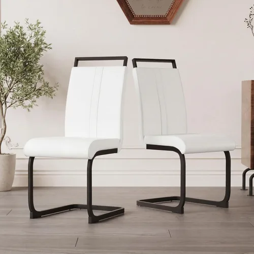 Miniatura 39 de Juego de 2 sillas de comedor modernas con esponja de alta densidad tapizada y patas de metal, sillas para comedor, sillas de comedor de piel