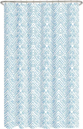 Miniatura 3 de Zenna Home Cory Chevron - Cortina de ducha impermeable de PEVA, gris y azul, 70 x 72 pulgadas