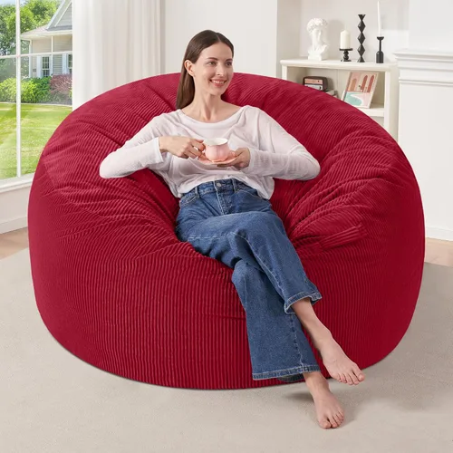 Miniatura 10 de HABUTWAY 2 puf de 2 pies, puf gigante para adolescentes y adultos, puf grandes con relleno de espuma viscoelástica, puf grandes con funda de pana