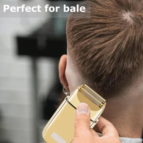 Miniatura 7 de Kemei Afeitadora eléctrica doble de metal inalámbrica para hombres, afeitadoras eléctricas de cierre, tipo C recargable para afeitado en húmedo
