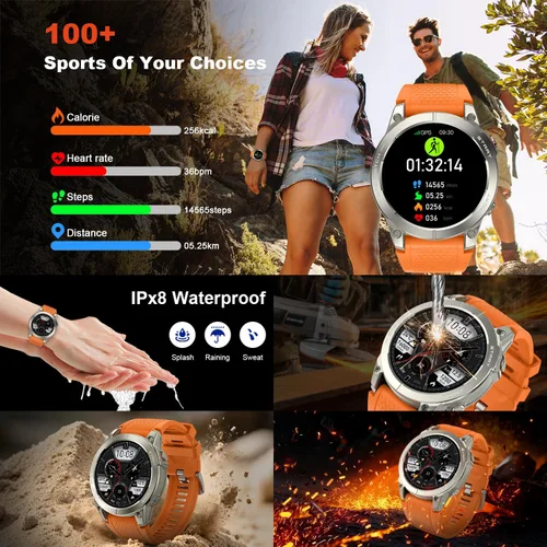 Miniatura 4 de Reloj inteligente para hombres con GPS Fitness: 1.43 "AMOLED Militar Hacer respuesta llamada Correr Relojes digitales para hombre Impermeable