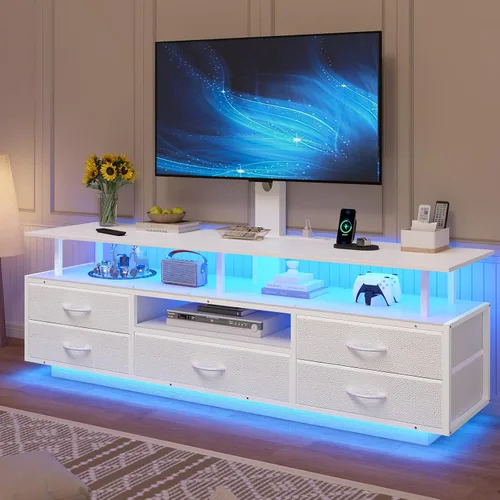 Miniatura 10 de BTHFST Soporte de TV con soporte para televisores de 32/55/65/70 pulgadas, soporte de TV LED de 51.2 pulgadas con tomas de corriente