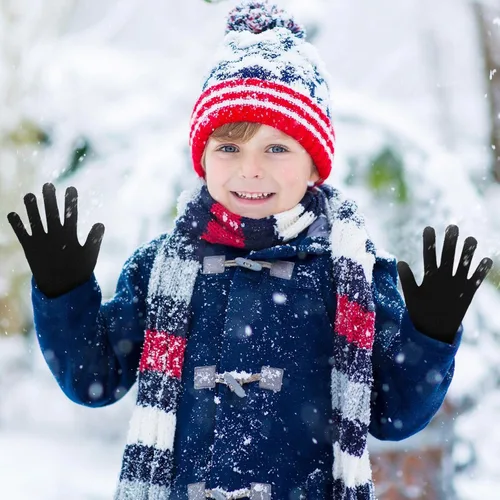 Miniatura 6 de Boao 6 pares de guantes para niños, dedos completos, guantes de punto para niños pequeños, guantes cálidos de invierno para niños y niñas