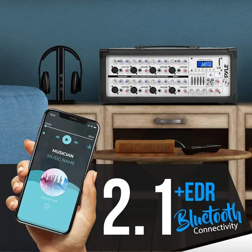 Miniatura 3 de Pyle PMX840BT Mezclador de escenario con alimentación de 800W con Bluetooth - Sistema de sonido de audio profesional de 8 canales con reproductor