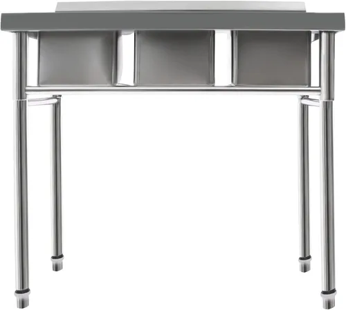 Miniatura 10 de Fregadero de cocina de restaurante comercial independiente de acero inoxidable con soporte, preparación de cocina y lavabo de mano para el hogar