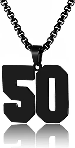 Miniatura 145 de Collar de Número Dorado para Hombre, Cadena de Acero Inoxidable con Colgante de Número para Atletas, Joyería Deportiva Personalizada para Niños