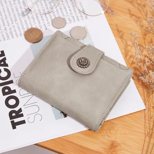 Miniatura 2 de CLUCI Billeteras pequeñas para mujer, con bloqueo RFID, de cuero, triple, compactas, con ventana de identificación, monedero con cremallera