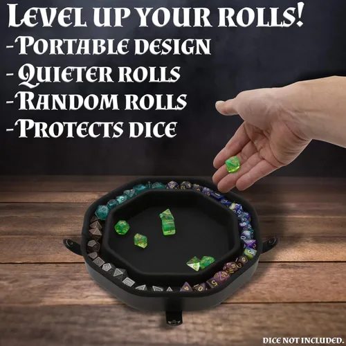 Miniatura 8 de CASEMATIX Bandeja de dados y estuche de almacenamiento de dados para hasta 115 dados RPG - Bandeja de dados para lanzar con broches magnéticos