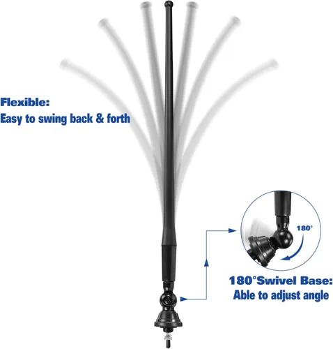 Miniatura 3 de Eightwood Antena de radio de barco marino de 16 pulgadas, palo flexible de goma FM AM Antenas estéreo para barco, coche, RV, autocaravana, ATV, UTV