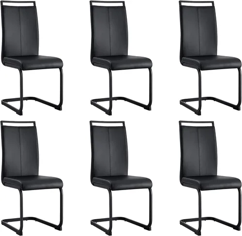 Miniatura 43 de Baysitone Juego de 6 sillas de comedor modernas, sillas laterales de comedor, sillas de cocina con asiento acolchado de piel sintética y respaldo