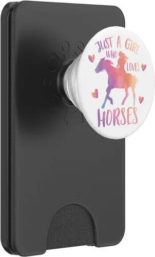 Miniatura 7 de Just a Girl Who Loves Horses Watercolor Horse Western Rider PopSockets - Soporte para teléfonos y tabletas, Negro
