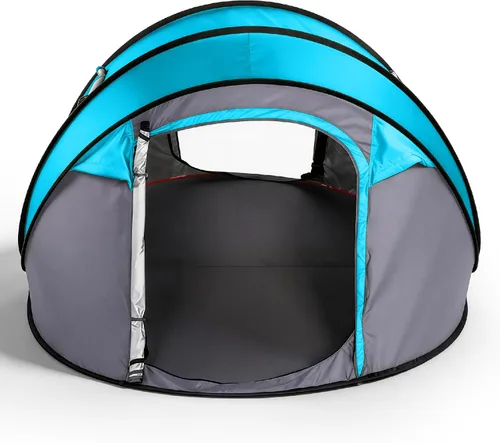 Tienda de campaña desplegable fácil para 4 personas, instalación automática impermeable, 2 puertas, tienda de campaña familiar instantánea con