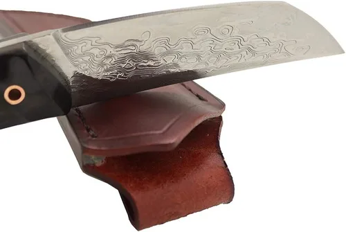 Miniatura 4 de MASALONG VG10 Damasco Short tanto cuchillo kni198 Hoja fija de espiga completa (mango negro)
