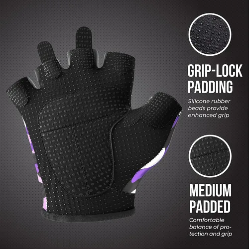 Miniatura 3 de Contraband Pink Label 5217 Design Series - Guantes de levantamiento y remo con estampado de camuflaje (par) – Ligero vegano medio acolchado